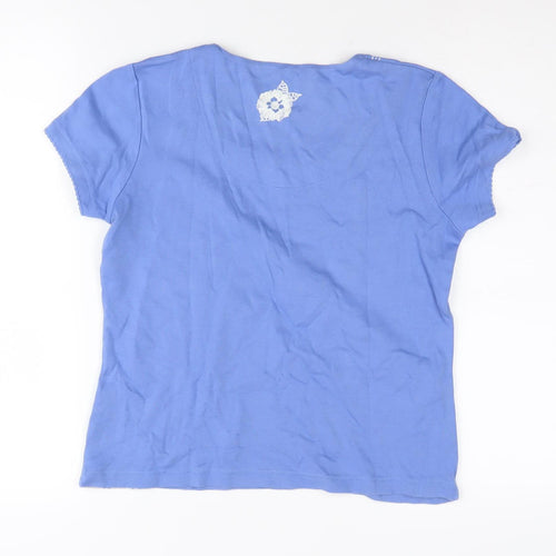 Dash Women's Blue Floral T-Shirt Size 10