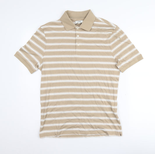 Marks and Spencer Men's Beige Striped Polo Shirt S