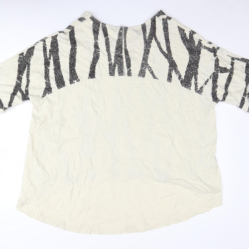 Kin Women's Beige V-Neck Geometric Top M