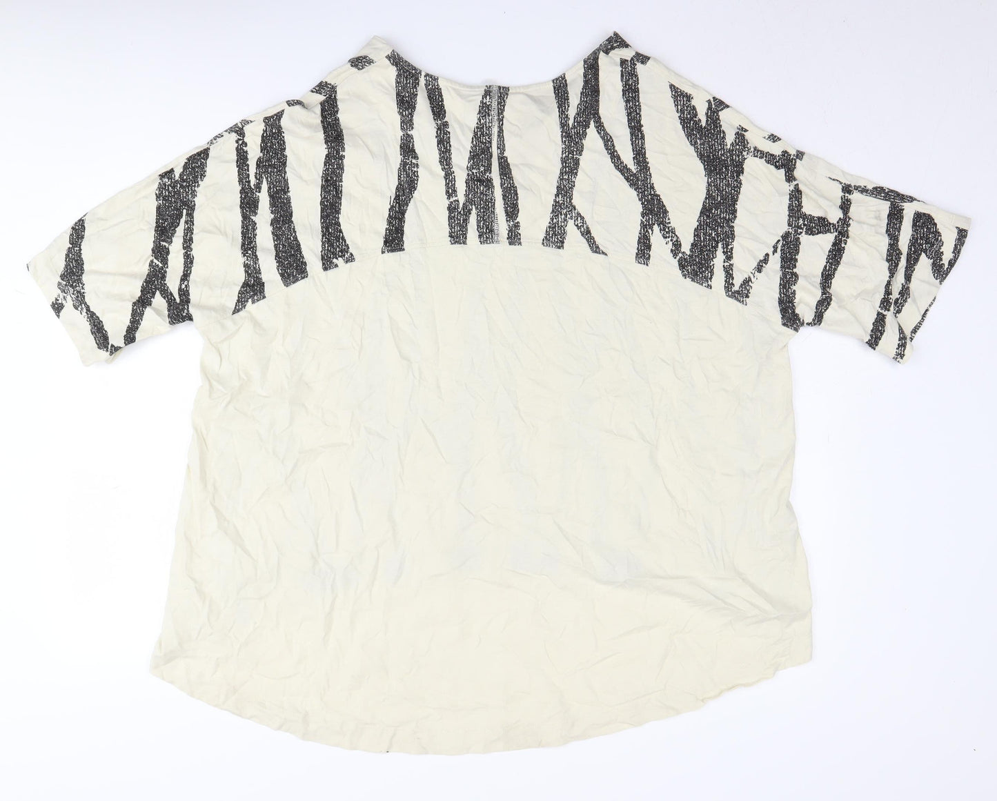 Kin Women's Beige V-Neck Geometric Top M