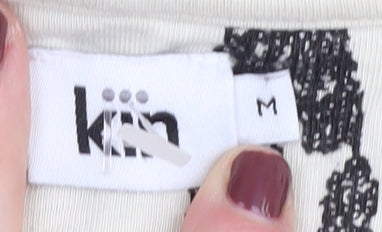 Kin Women's Beige V-Neck Geometric Top M