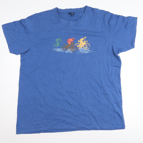 Cotton Traders Men's XL Blue Graphic Print T-Shirt