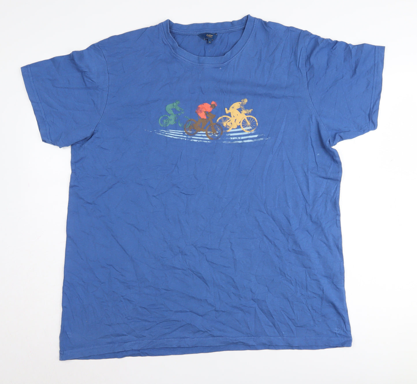 Cotton Traders Men's XL Blue Graphic Print T-Shirt
