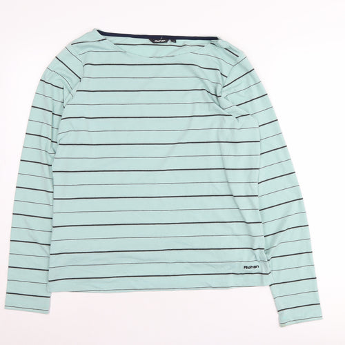 Rohan Blue Striped Boat Neck Long Sleeve Women's T-Shirt Size 14
