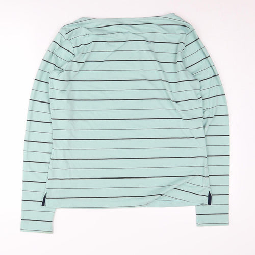 Rohan Blue Striped Boat Neck Long Sleeve Women's T-Shirt Size 14