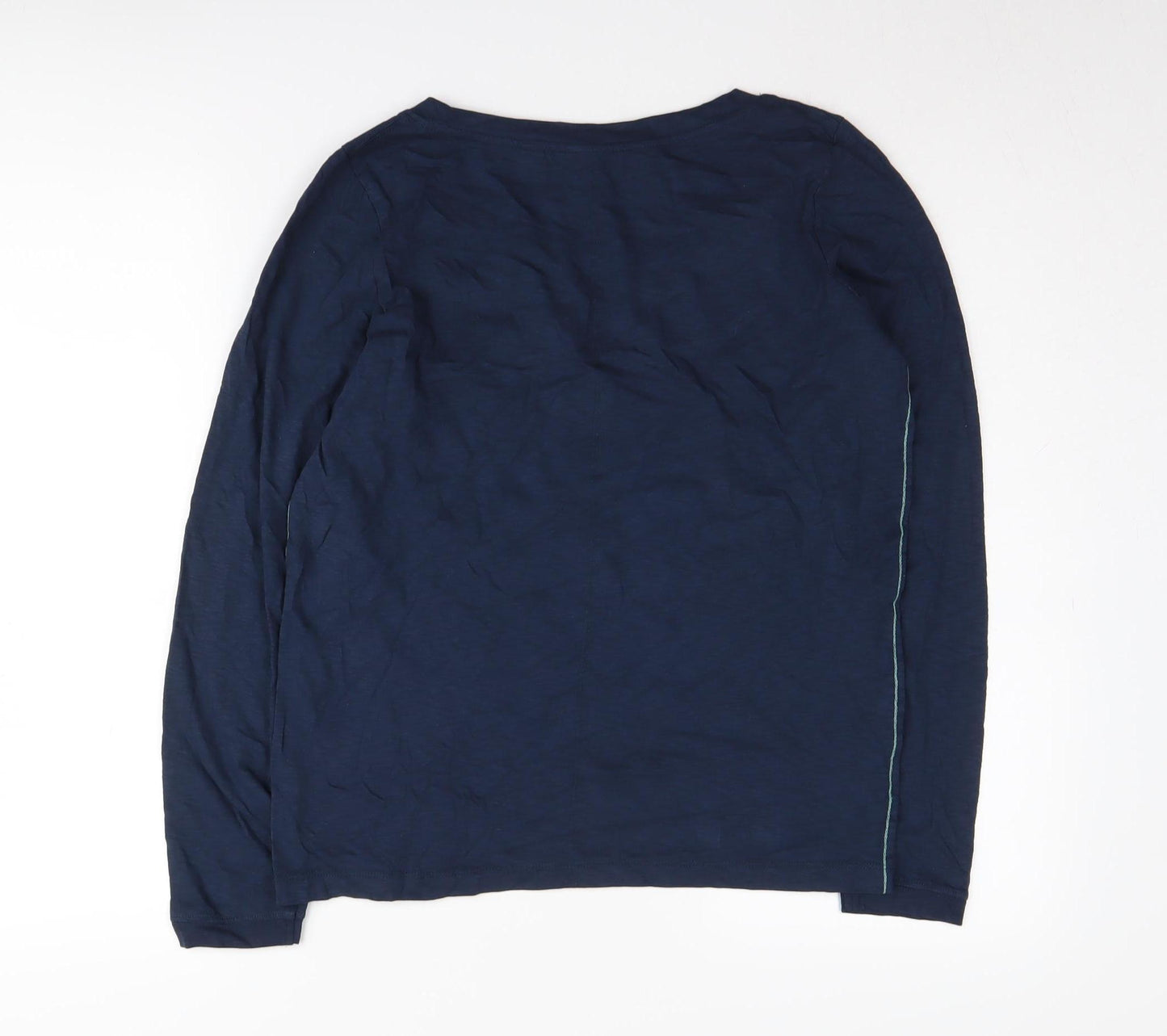 White Stuff Women's Blue V-Neck Henley Jumper Size 10