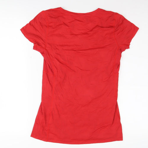 Reebok Women's Red V-Neck T-Shirt, Size S, Gym Wear