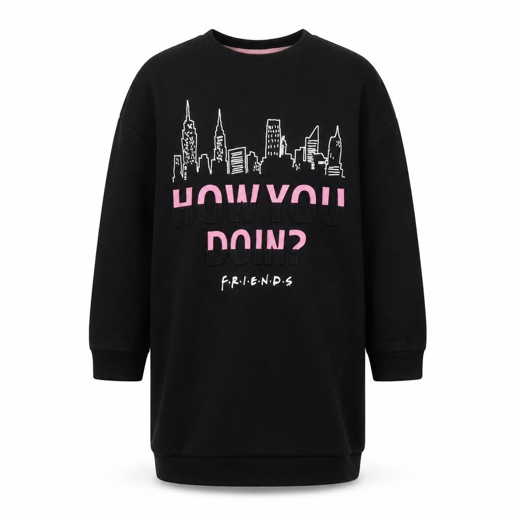 George Girls Black 'Friends' Tunic Sweatshirt 5-6 Years