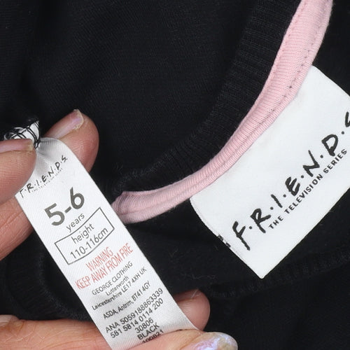 George Girls Black 'Friends' Tunic Sweatshirt 5-6 Years