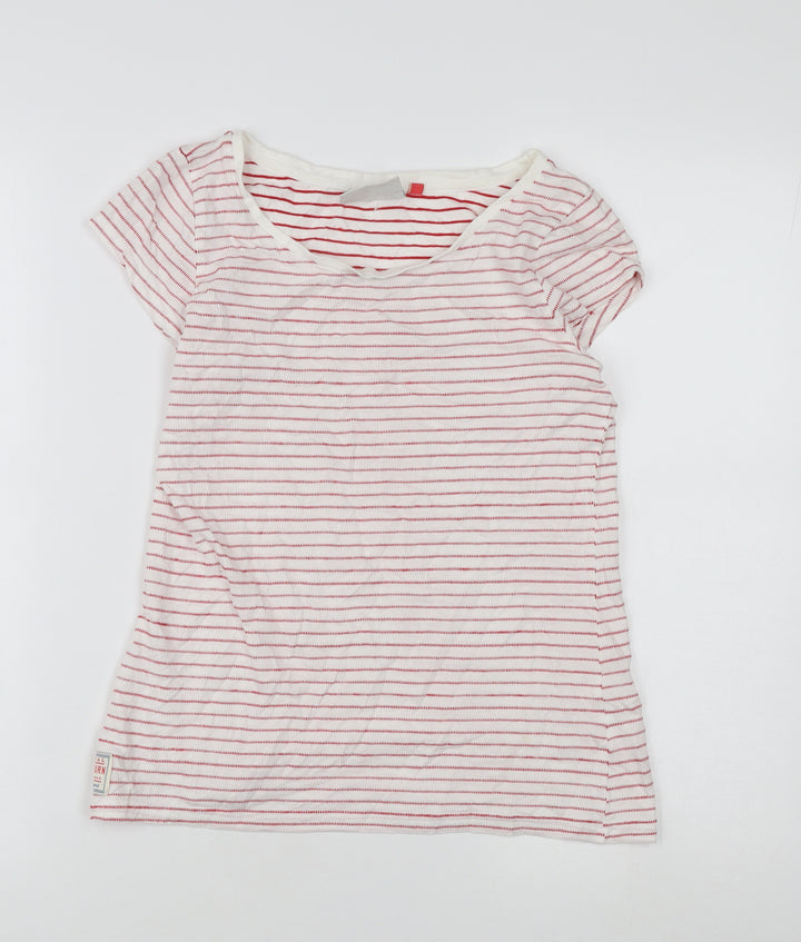 Brakeburn Women's Red Striped Cotton T-Shirt Size 8