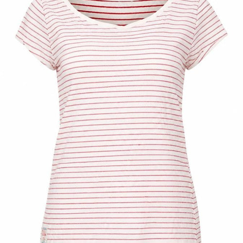 Brakeburn Women's Red Striped Cotton T-Shirt Size 8