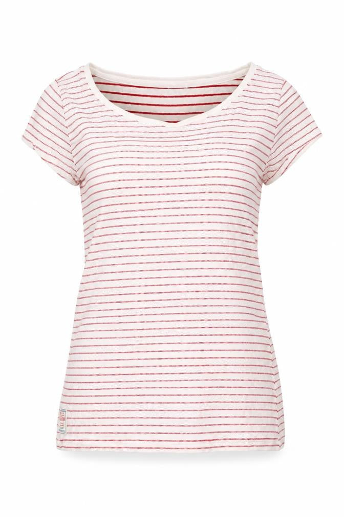 Brakeburn Women's Red Striped Cotton T-Shirt Size 8