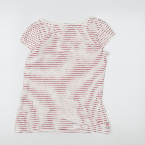 Brakeburn Women's Red Striped Cotton T-Shirt Size 8