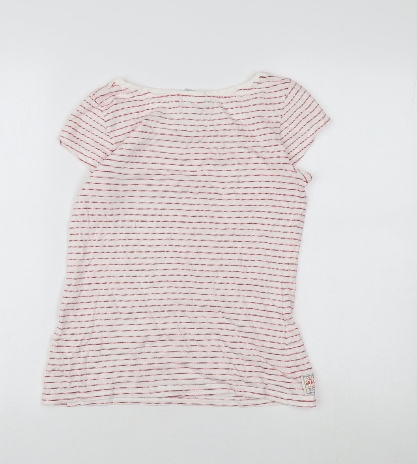 Brakeburn Women's Red Striped Cotton T-Shirt Size 8