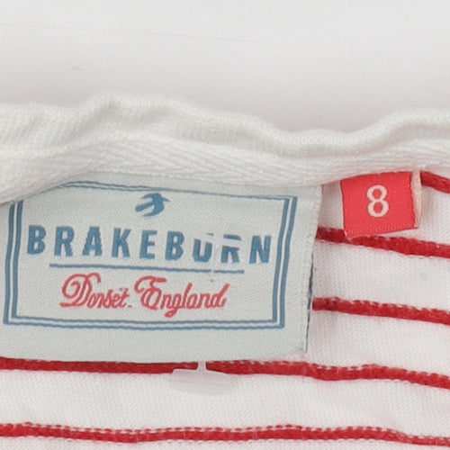 Brakeburn Women's Red Striped Cotton T-Shirt Size 8