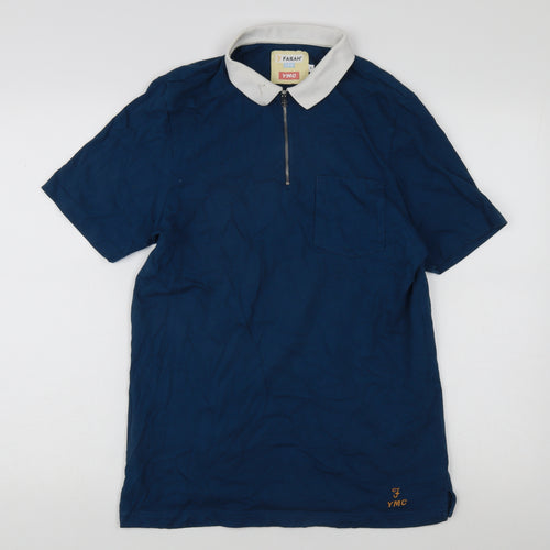 Farah Men's Blue Polo, Size M, Short Sleeve