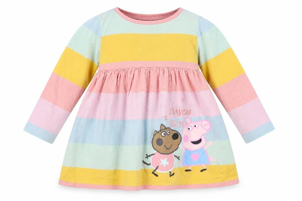 Peppa Pig Girls Multicoloured A-Line Dress, 5 Plus, Casual Fun