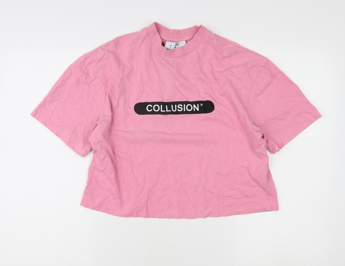 Collusion Women's Pink Crew Neck T-Shirt Size S