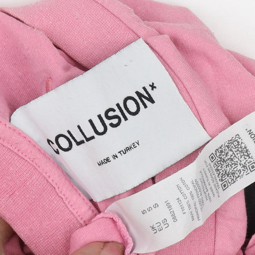 Collusion Women's Pink Crew Neck T-Shirt Size S