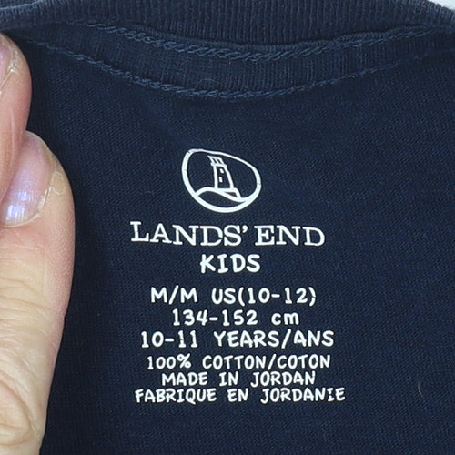 Lands' End Boys Blue T-Shirt 10-11 Years Short Sleeve Casual