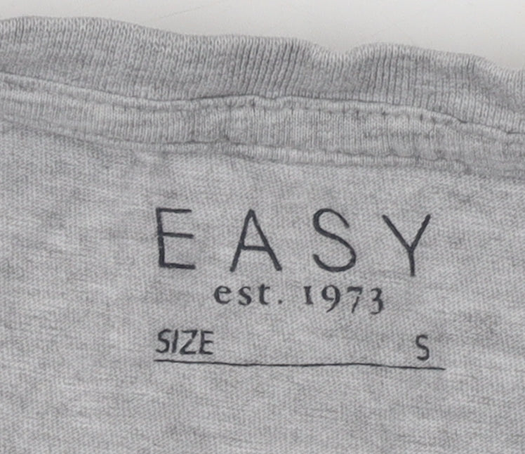 Easy Men's Grey Crew Neck T-Shirt - Size S