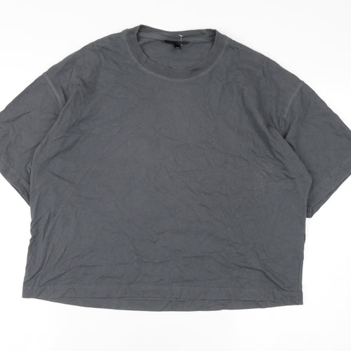 Topshop Women's Grey Basic Crew Neck T-Shirt M