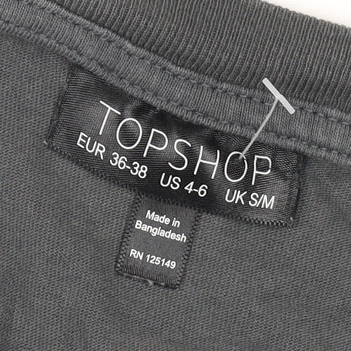 Topshop Women's Grey Basic Crew Neck T-Shirt M