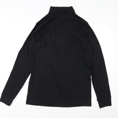 Cotton Traders Women's Black High Neck Long Sleeve Top L