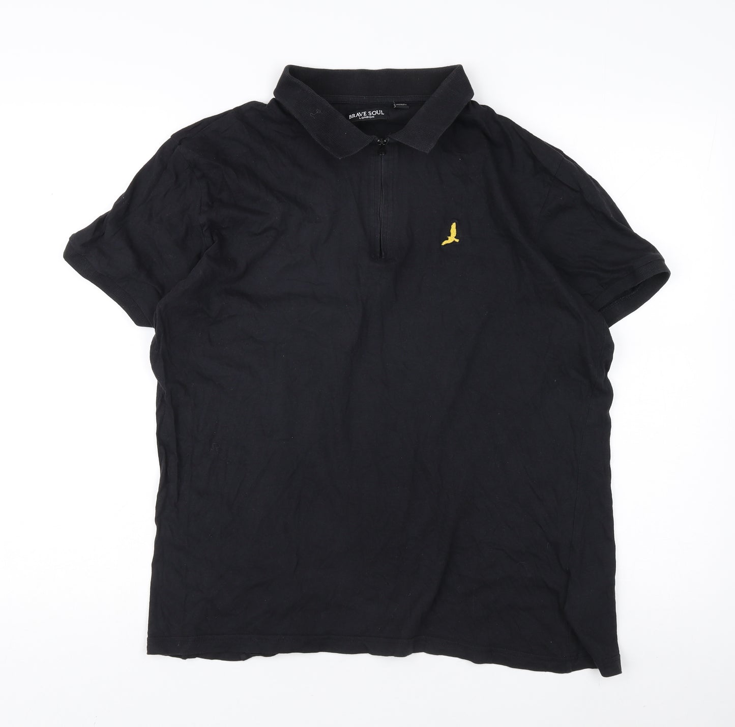 Brave Soul Men's XL Black Collared Polo Shirt