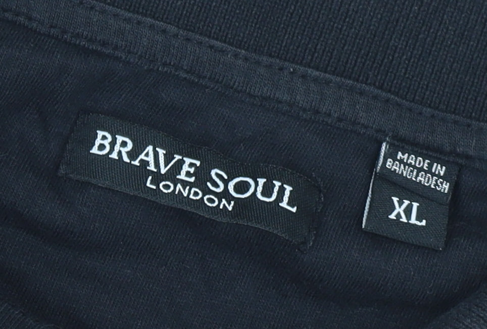 Brave Soul Men's XL Black Collared Polo Shirt