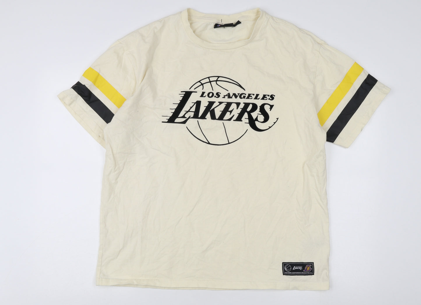 NBA Men's Beige Los Angeles Lakers T-Shirt Large