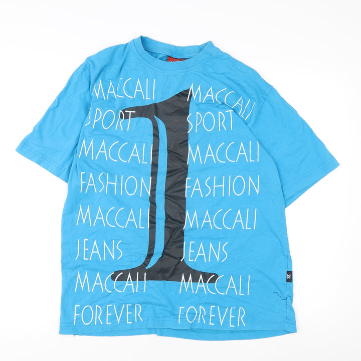 Maccali Men's Blue Sports Fashion Graphic T-Shirt L