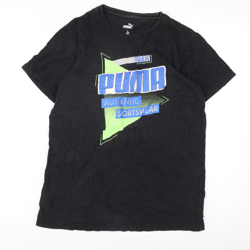 Puma Boys Black Graphic Cotton T-Shirt XL