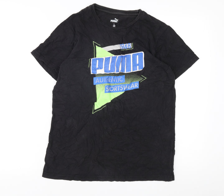Puma Boys Black Graphic Cotton T-Shirt XL