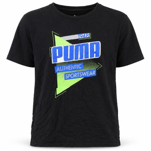 Puma Boys Black Graphic Cotton T-Shirt XL