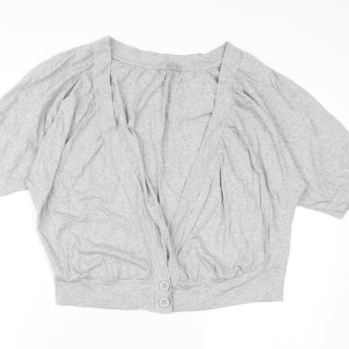 Marks & Spencer Women's Grey Cropped Button-Up Top, Size 16