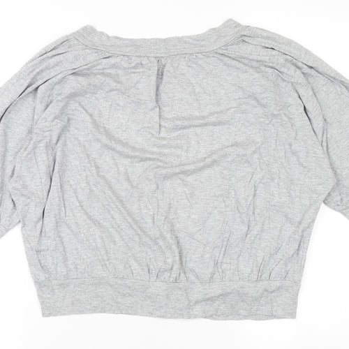 Marks & Spencer Women's Grey Cropped Button-Up Top, Size 16