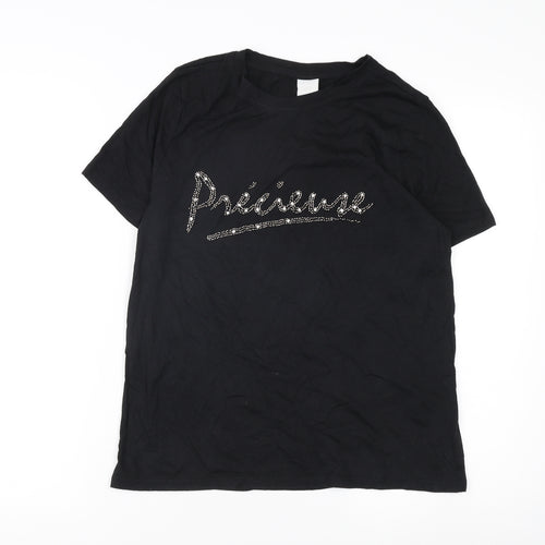 H&M Women's Black M Basic T-Shirt with Rhinestones