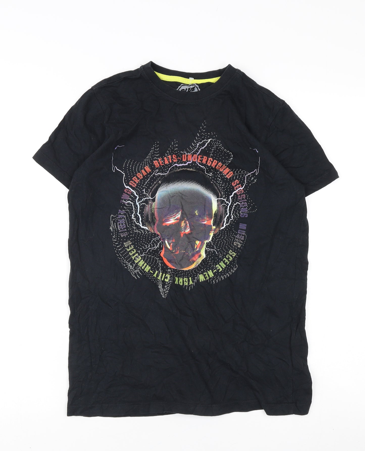 Blue Zoo Boys Black Graphic Music T-Shirt, 13-14 Years, Regular Fit