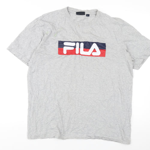 Fila Men's Grey Crew Neck T-Shirt L Cotton Jersey