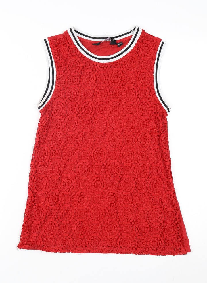 Dorothy Perkins Women Red Lace Sleeveless Top