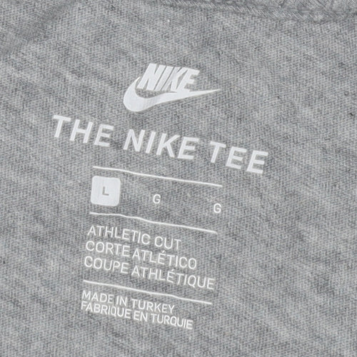 Nike Men's Grey Athletic Fit Logo T-Shirt, Size L