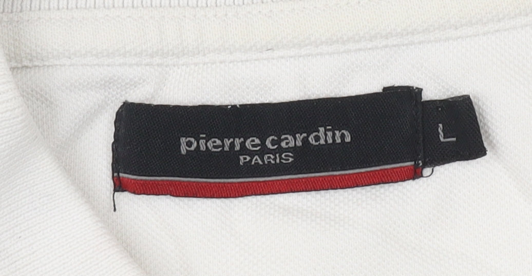 Pierre Cardin Men's White Polo Shirt, Size L