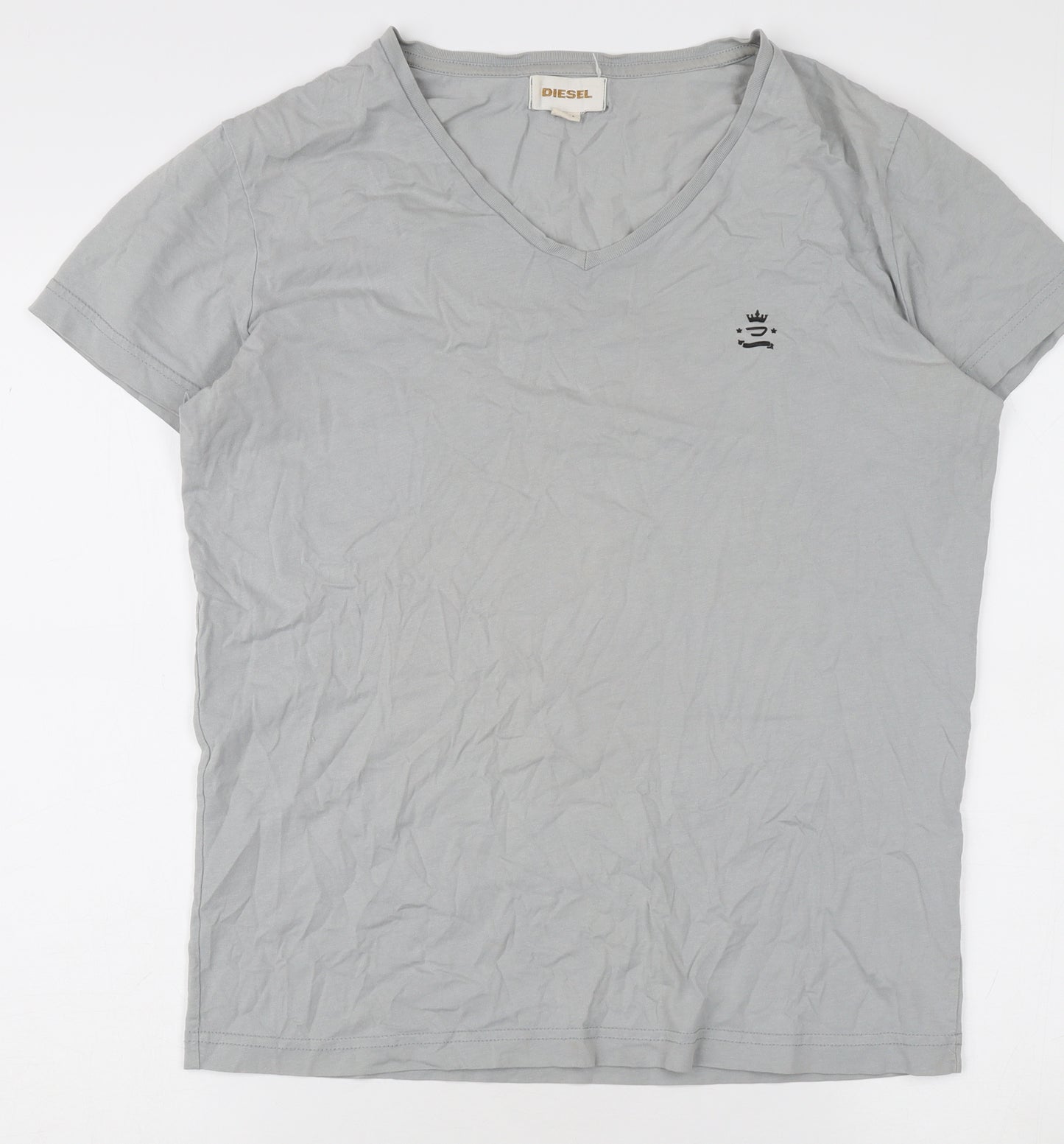Diesel Men's Grey V-Neck T-Shirt, Size L