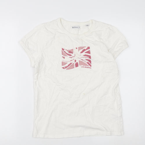 Ben Sherman Women's White T-Shirt, M, Flag Theme