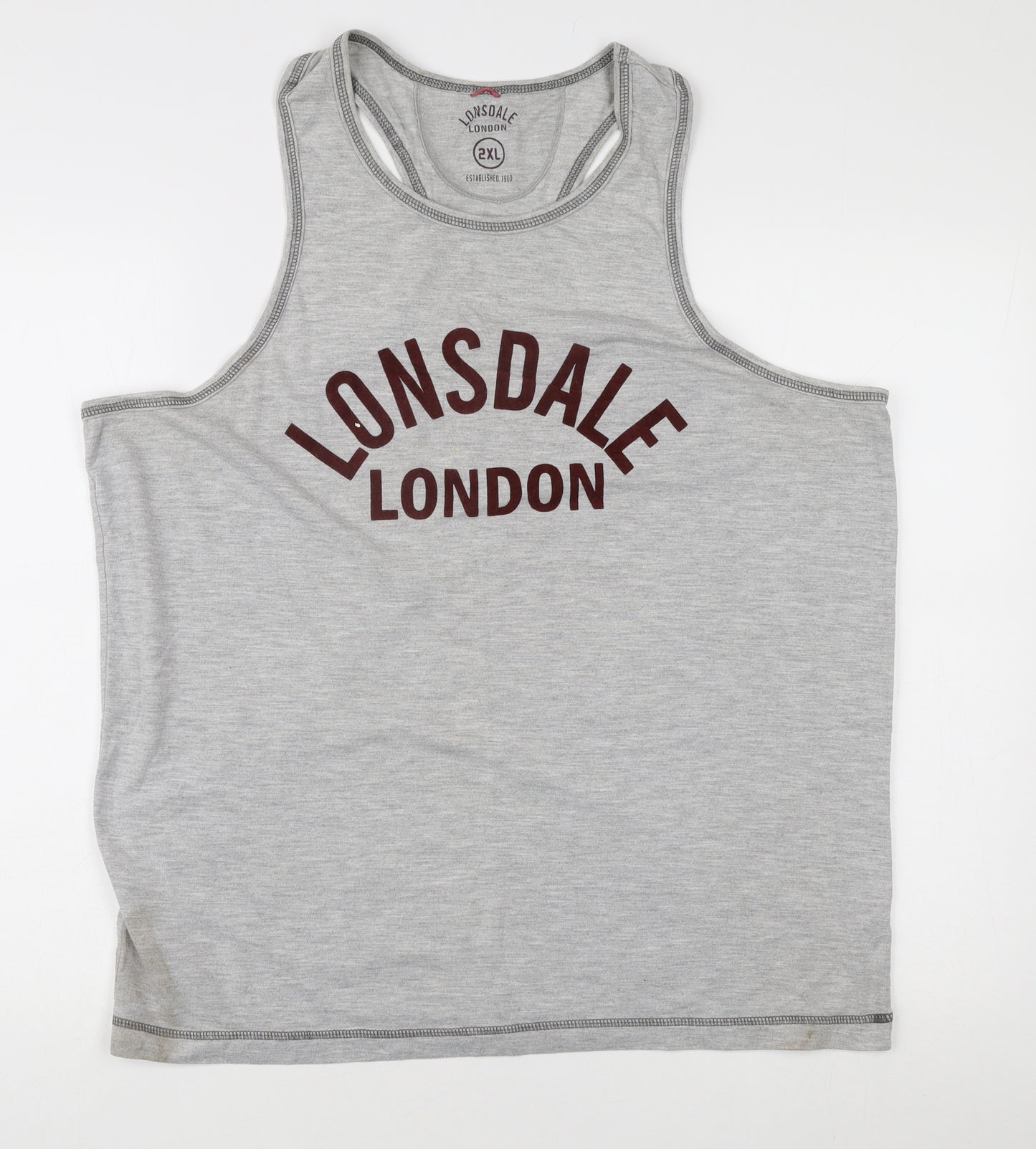 Lonsdale Men's Grey 2XL Tank Top with Logo
