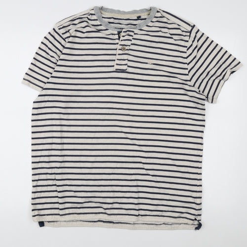 Fat Face Men's Multicoloured Striped Henley T-Shirt L