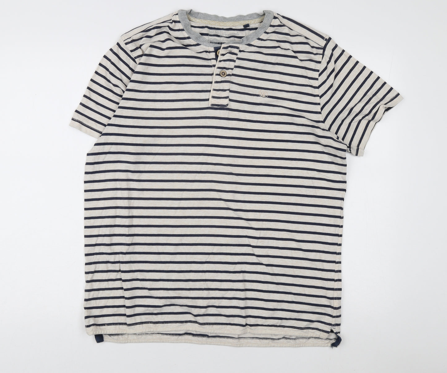 Fat Face Men's Multicoloured Striped Henley T-Shirt L