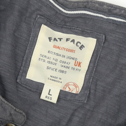 Fat Face Men's Grey Henley Long Sleeve T-Shirt L