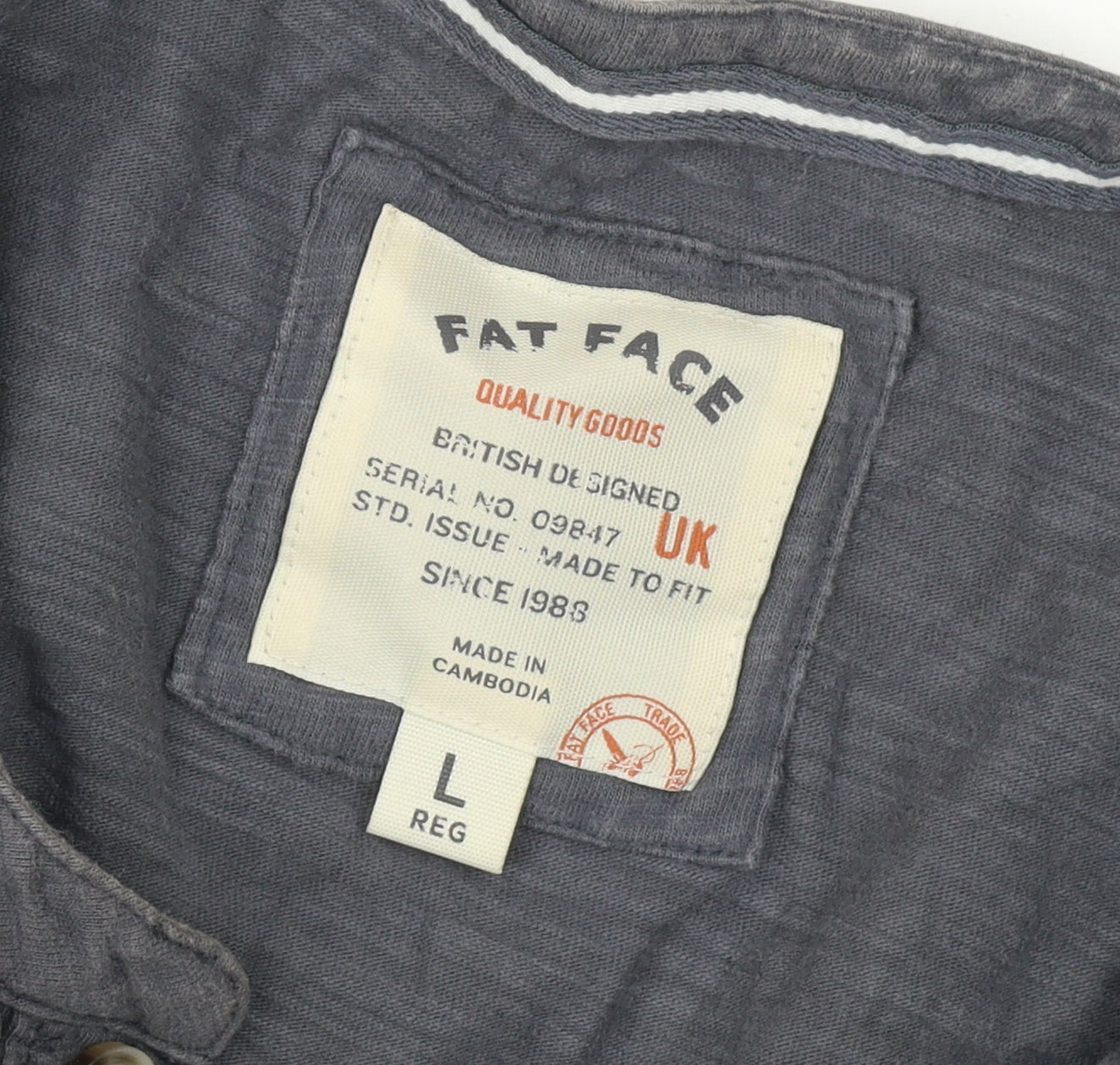 Fat Face Men's Grey Henley Long Sleeve T-Shirt L